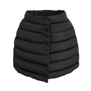 Micas Women's Medium Black Solid Button Up Puffer Mini Skirt